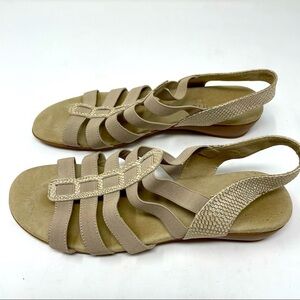 Munro Snakeskin-Look Leather & Elastic Sandals | Size 7.5